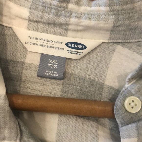 COPY - Old navy gray & white checkered button down - Picture 2 of 2